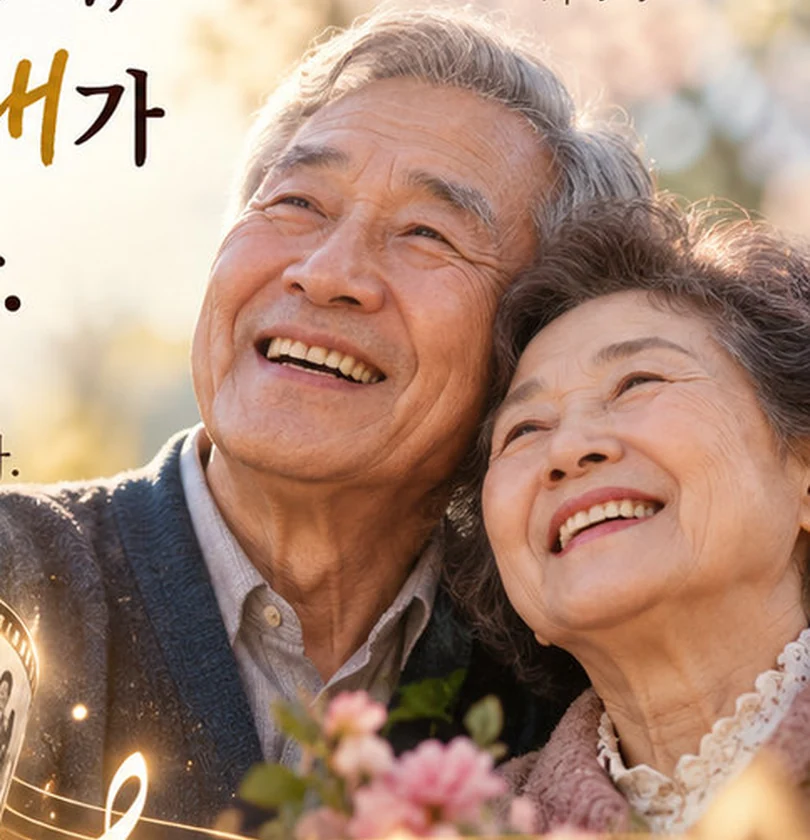 미소 짓는 노년의 부부를 표현한 연출 이미지